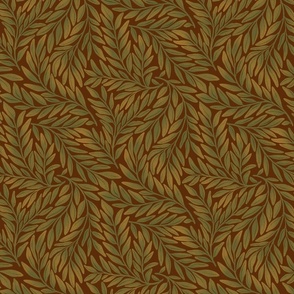 Artistry in leaves: Arts & crafts inspired pattern on red, M