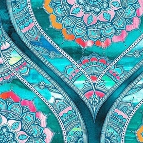  Radiant Boho Color Play in Teal Large Ogees