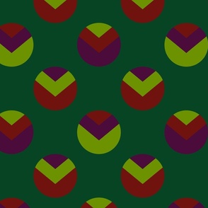 Green, burgundy and purple circles and triangles - Large scale
