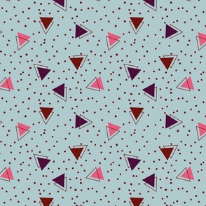 Purple, pink and burgundy triangles and polka dots - Medium scale
