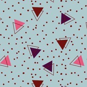 Purple, pink and burgundy triangles and polka dots - Large scale