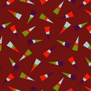 Purple, light blue, red and green triangles - Large scale