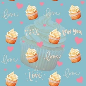 Cupcake love  blue 