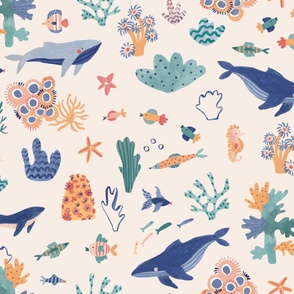 Happy ocean soft navy - Wallpaper
