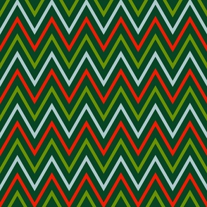 Green, red and light blue chevron - Large scale