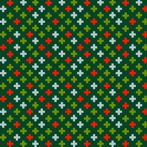 Light blue, green and red crosses - Medium scale