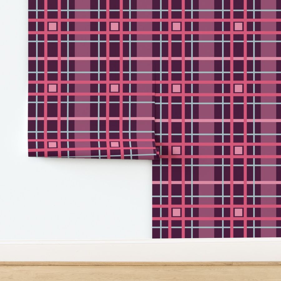 Light blue and pink plaid - Large scale