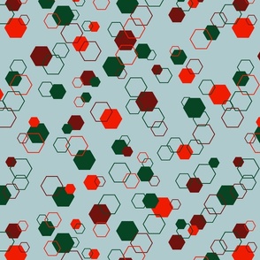 Random red, burgundy and green octagons - Medium scale