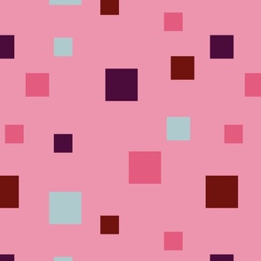 Pink, burgundy, light blue and purple squares - Large scale