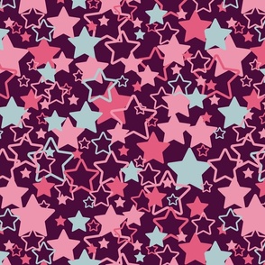 Pink and light blue random stars - Large scale