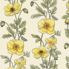 Bouton d'Or buttercup  stripes (large)