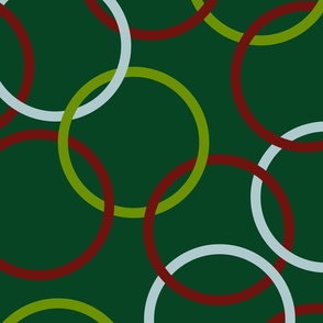 Green, blue and burgundy interlocking rings - Medium scale