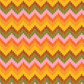 Block Waves - Small - Orange, Pink & Green