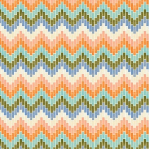 Block Waves - Small - Green, White, Blue & Orange