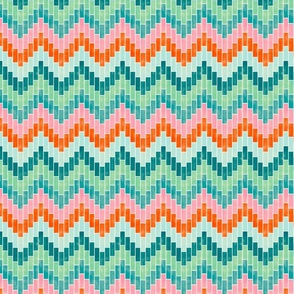 Block Waves - Small - Teal, Pink & Orange