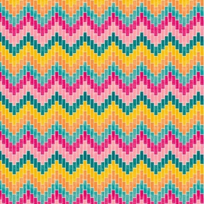 Block Waves - Small - Teal, Pink & Yellow