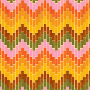 Block Waves - Medium - Orange, Pink & Green