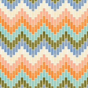 Block Waves - Medium - Green, White, Blue & Orange