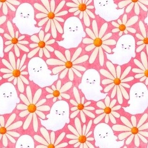Ghosts and Daisies on Red