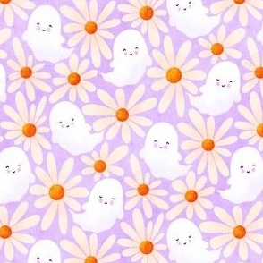 Ghosts and Daisies on Purple