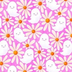 Ghosts and Daisies on Pink