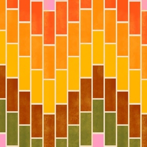 Block Waves - Large - Orange, Pink & Green