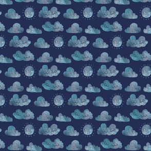 Sky clouds-The Skies Above Bedding - deep blue