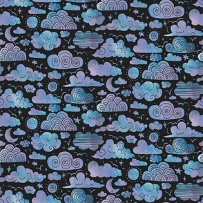 Magic clouds -  The Skies Above Bedding -  Black