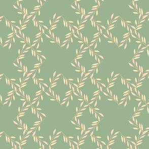 Leaf Trellis on soft green,  modern trellis, latticework, vines