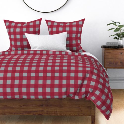 Gingham Plaids Crimson Red and Gray