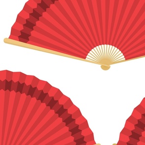Jumbo Chinese Red Splayed Fans on White