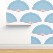  Jumbo Powder Blue and Pink Splayed Fans on White