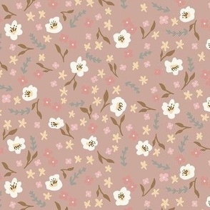 ditsy floral centric on dusky pink small scale