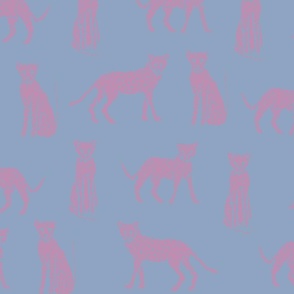 Pink cheetahs on blue 