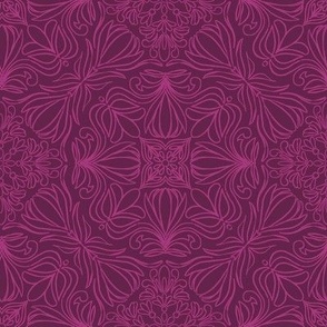 Monochromatic Floral Block Print Tile - Plum Caspia 