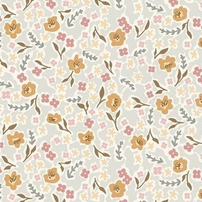 ditsy floral centric with soft gray small scale