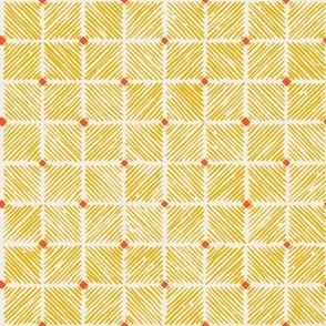 Geo Tile Block Print - Mid-Scale - bumblebee yellow