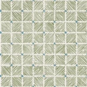 Geo Tile Block Print - Mid-Scale - Epsom green