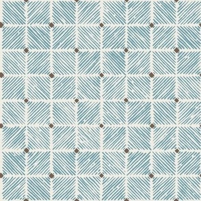 Geo Tile Block Print - Mid-Scale - reef waters blue