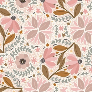 Blush Floral centric wallpaper scale