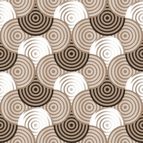 cercles bicolores entrelacés en sepia et blanc