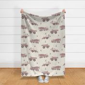 large scale // construction trucks - creamy white_ dusty rose pink_  purple brown - kids bedroom