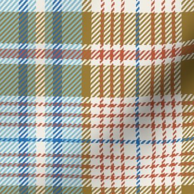 Vintage Twill Plaid Large Scale 24x24 dried tobacco and petit four blue
