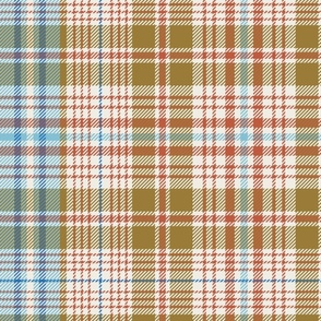 Vintage Twill Plaid - Large Scale 24x24 -  dried tobacco and petit four blue