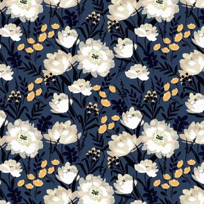 Navy Orange Floral 