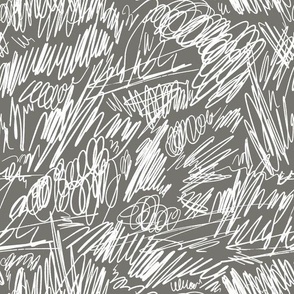 Grey and white abstract scribble minimalist pattern