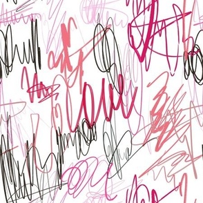 Pink and black scribble abstract love pattern