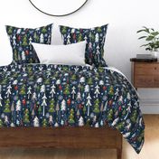 Christmas Forest Navy Blue Large