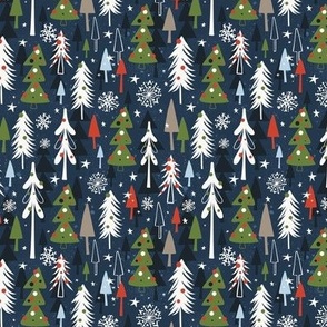 Christmas Forest Navy Blue Small