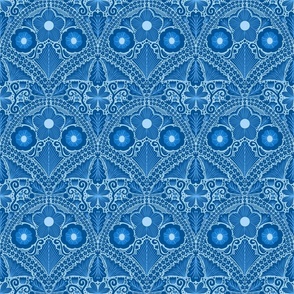Floral fan -Monochromatic Duvet Covers - blue